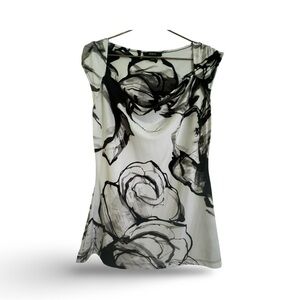 Express Black and White Floral Blouse